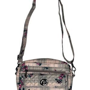 Lug Women's Switch Crossbody Bag Pink Gray Plaid Floral RFID Protection Medium